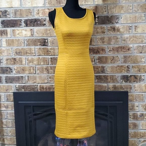 TABITHA | Quilted Mustard Dress - Picture 1 of 7